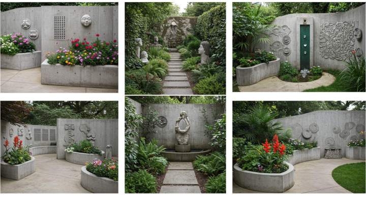 9. jardins décorés avec du béton créatif